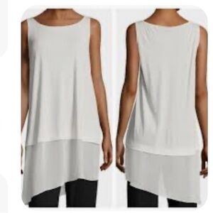 Eileen Fisher White Asymmetrical Tunic Top